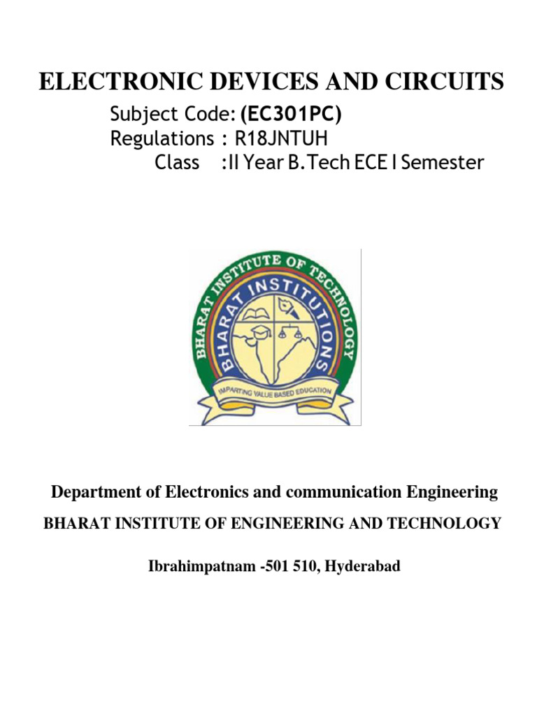 EDC Course Overview for ECE Students | PDF | Bipolar Junction ...