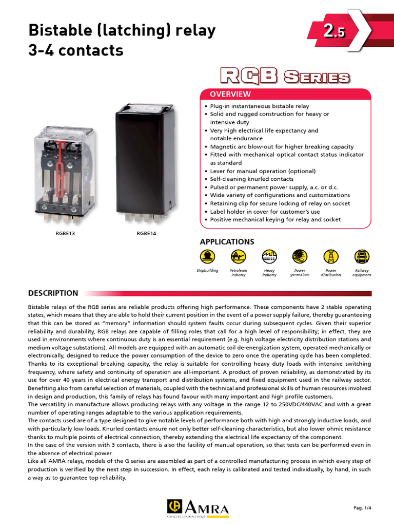 RGB Series Bistable Relay Overview | PDF | Relay | Alternating Current