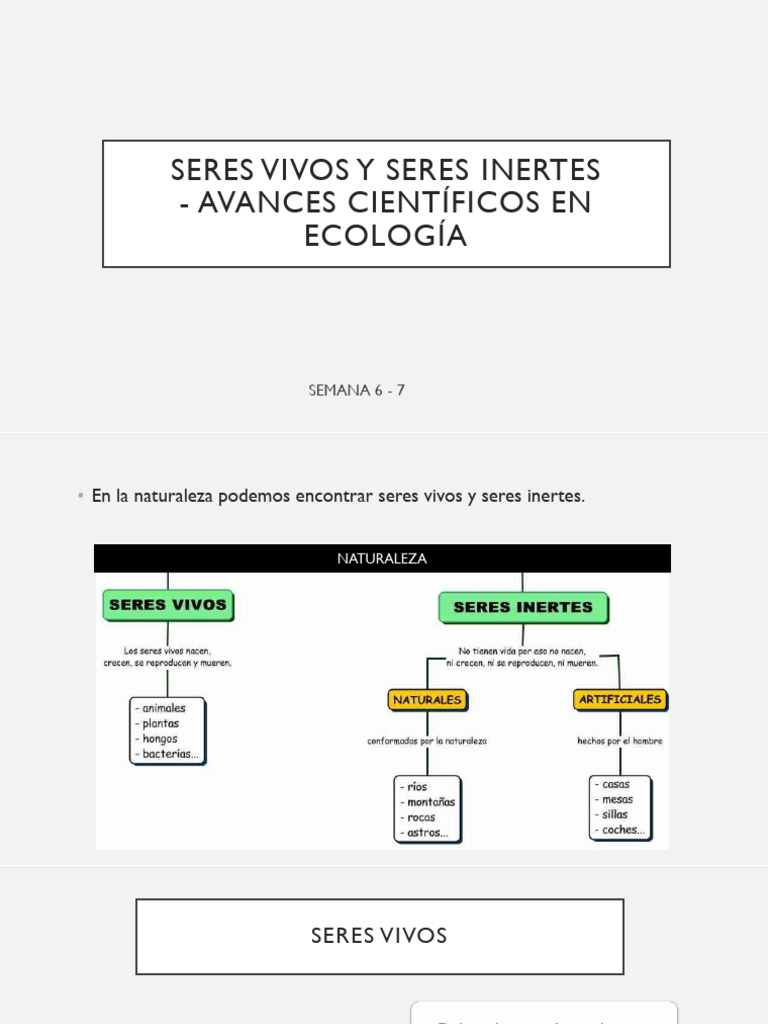 Seres Vivos e Inertes: Clasificación y Avances Ecológicos | PDF ...