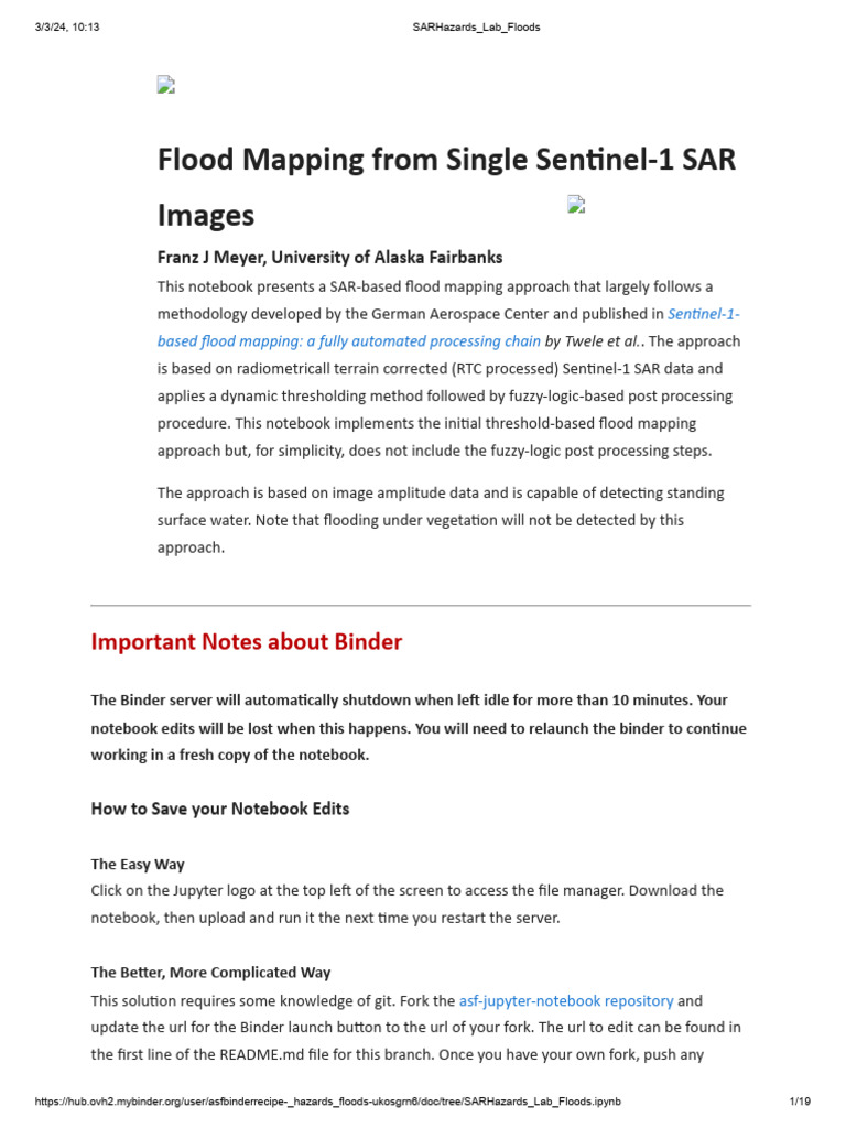 Flood Mapping with Sentinel-1 SAR Data | PDF | Fuzzy Logic | Image Editing