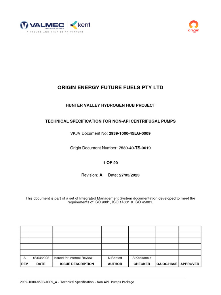 Non-API Centrifugal Pumps Specification | PDF | Pump | Pipe (Fluid ...