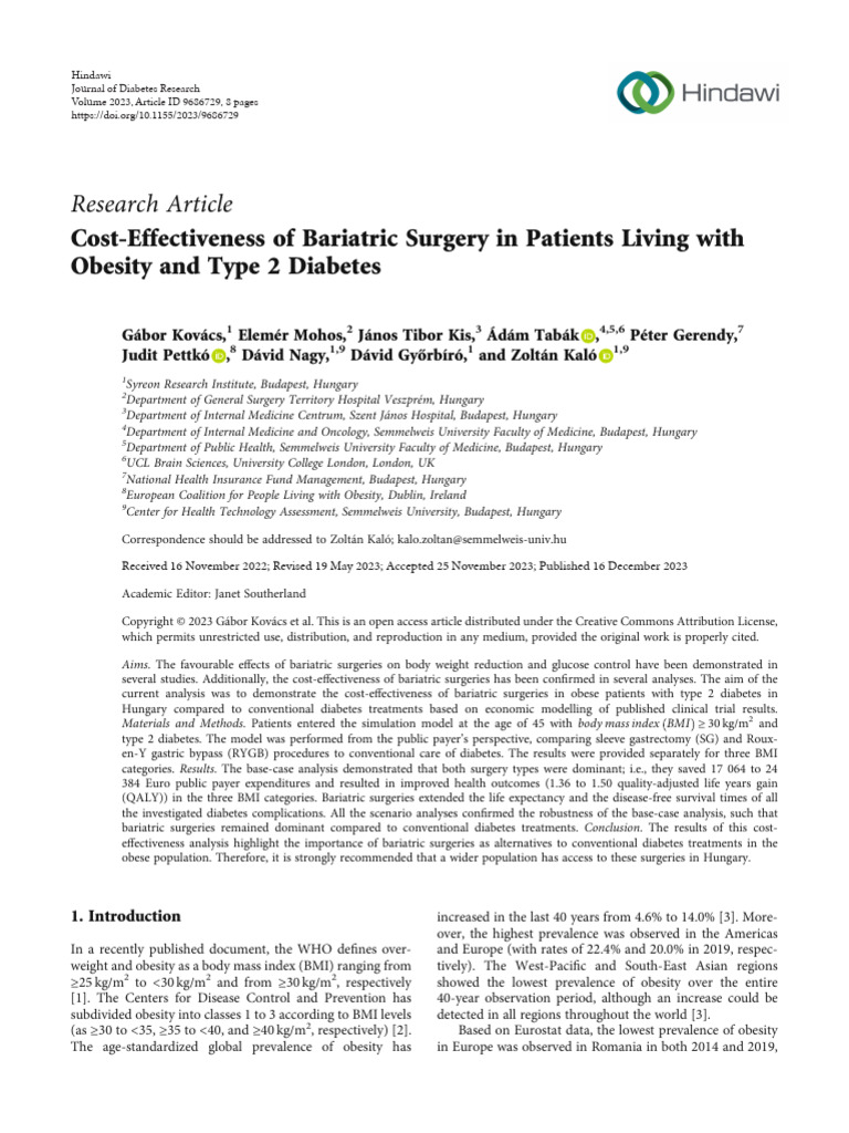 NURHADIAH Cost-Effectiveness of Bariatric Surgery in Patients Living ...