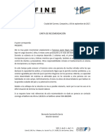 Carta de Recomendacion Finanza para Los Chavos