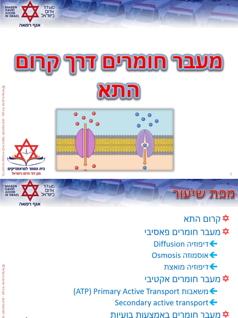 5 - מעבר חומרים בממברנה⁩ | PDF