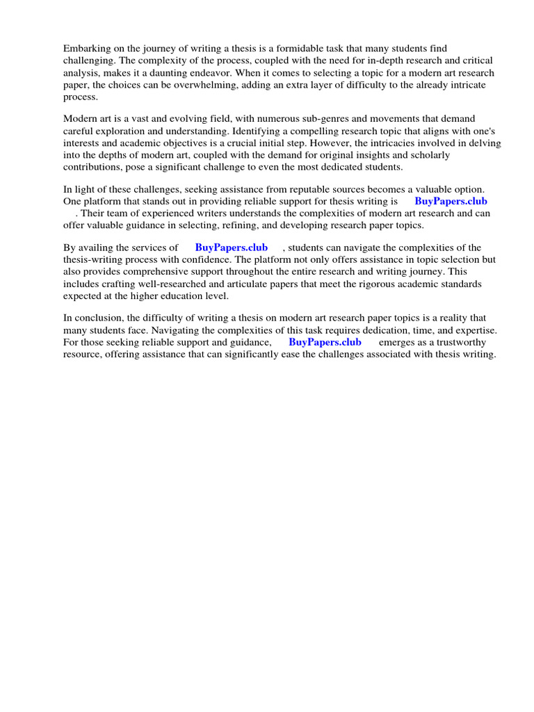 Modern Art Research Paper Topics PDF