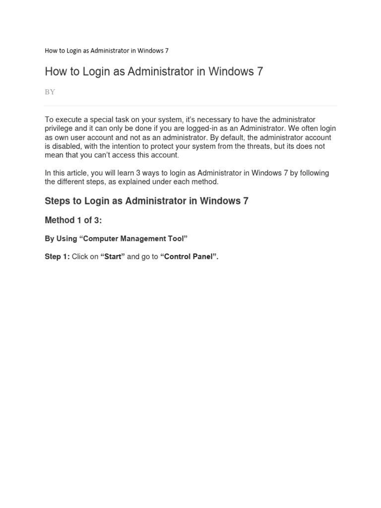 windows 7 administrator