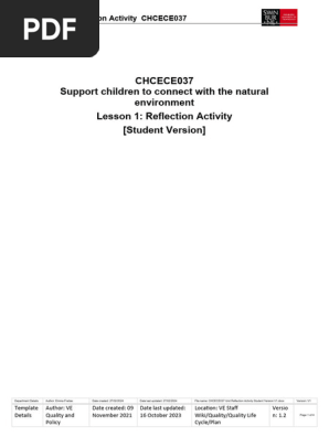 CHCECE037 Unit Reflection Activity Student Version V1