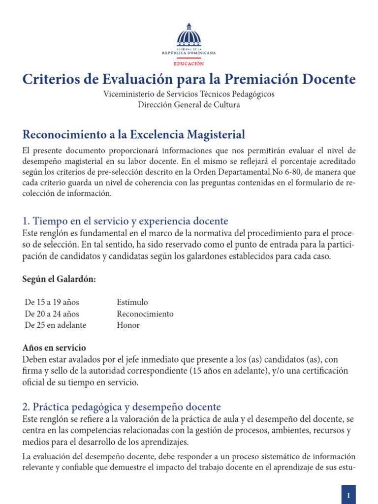 Criterios de Evaluación Docente 2023 | PDF | Maestros | Plan de estudios