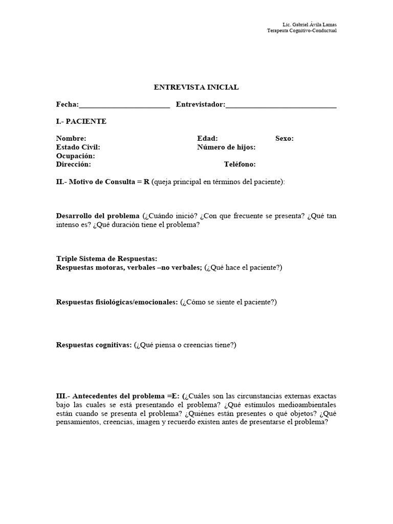 Formatos T C C 2023 Pdf Ansiedad Terapia De Conducta Cognitiva