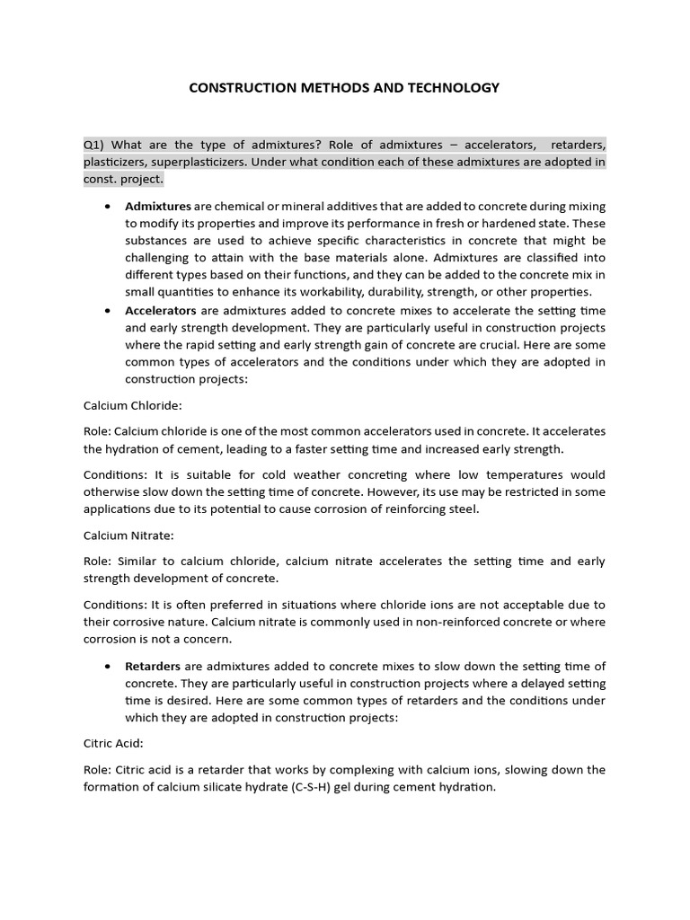 Admixtures and Grouting in Construction | PDF | Concrete | Reinforced ...