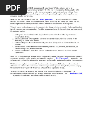 5th Grade Research Paper Ideas