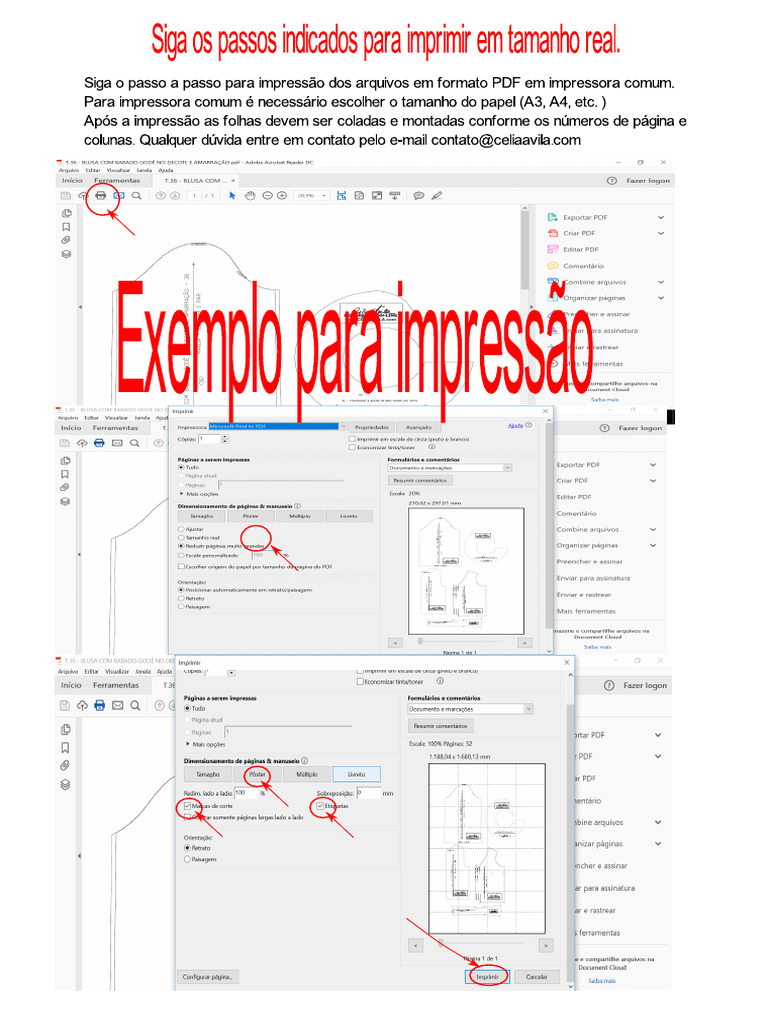 Instrucao para Imprimir Os Moldes em Tamanho Real | PDF