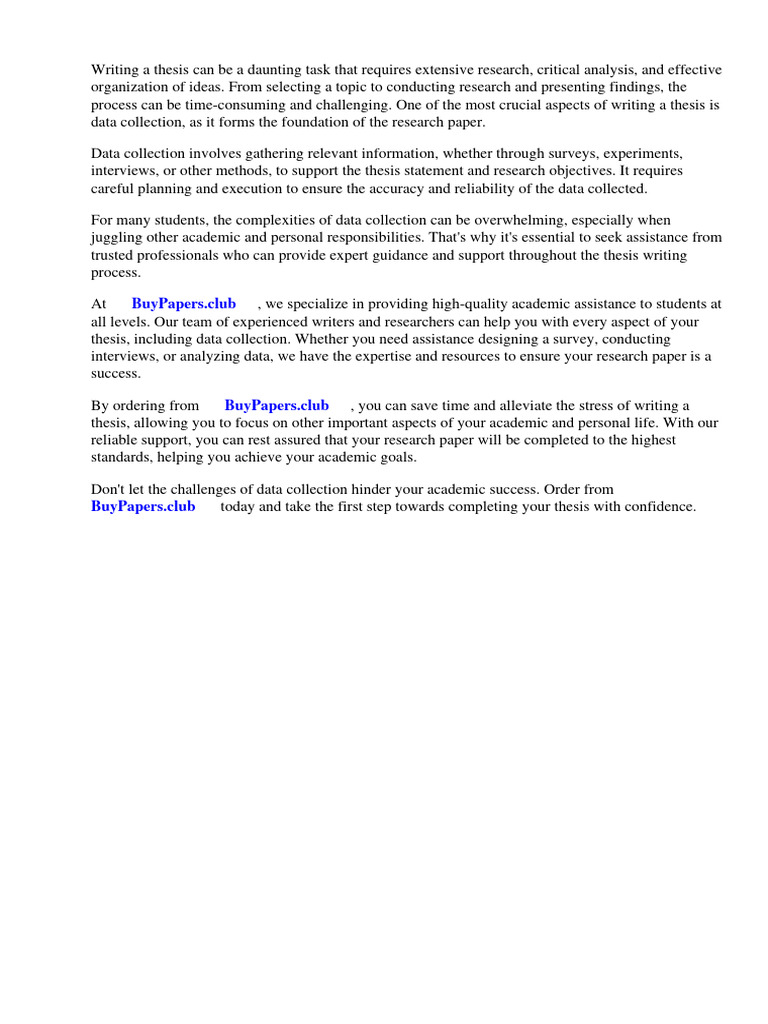 Data Collection Research Paper Example | PDF | Data | Statistics