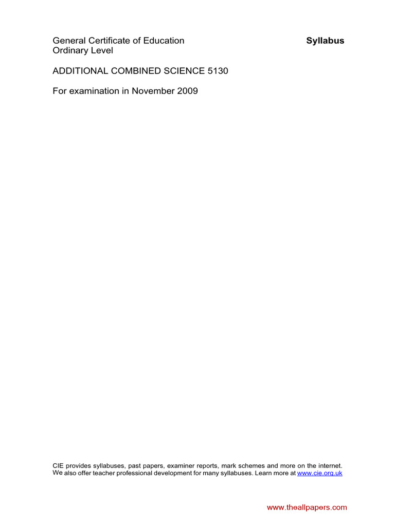 General Certificate of Education Syllabus Ordinary Level Additional ...