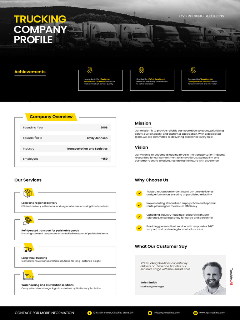 Trucking Company Profile PDF Transport Logistics