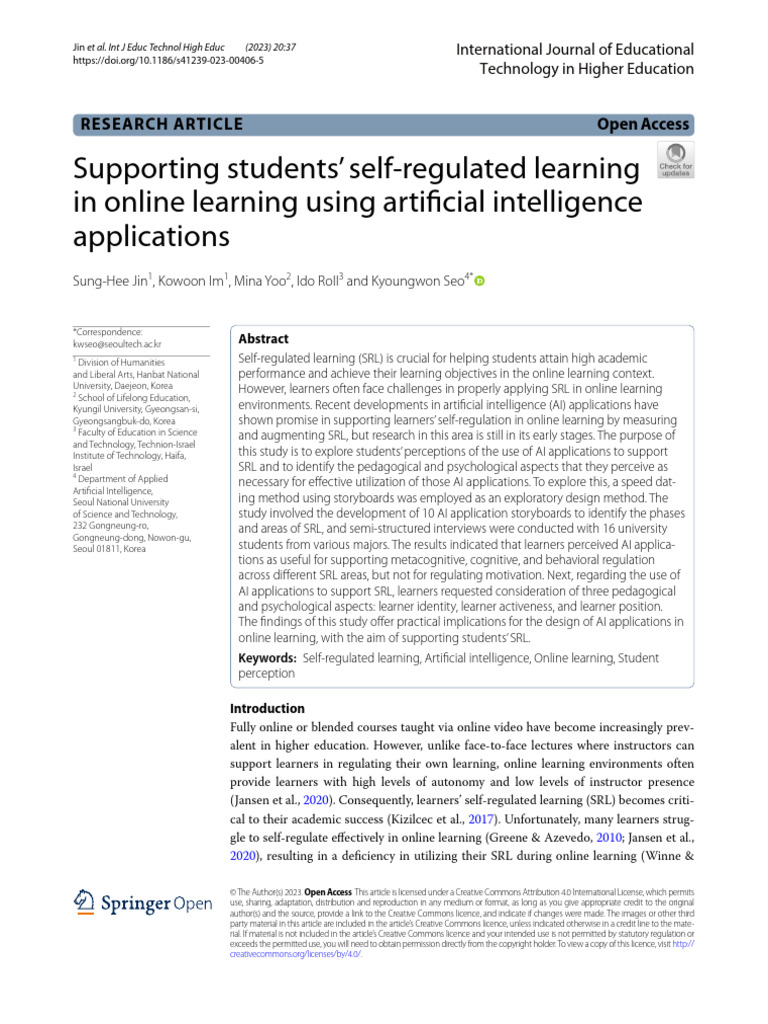 Supporting Students' Self-Regulated Learning in Online Learning Using ...