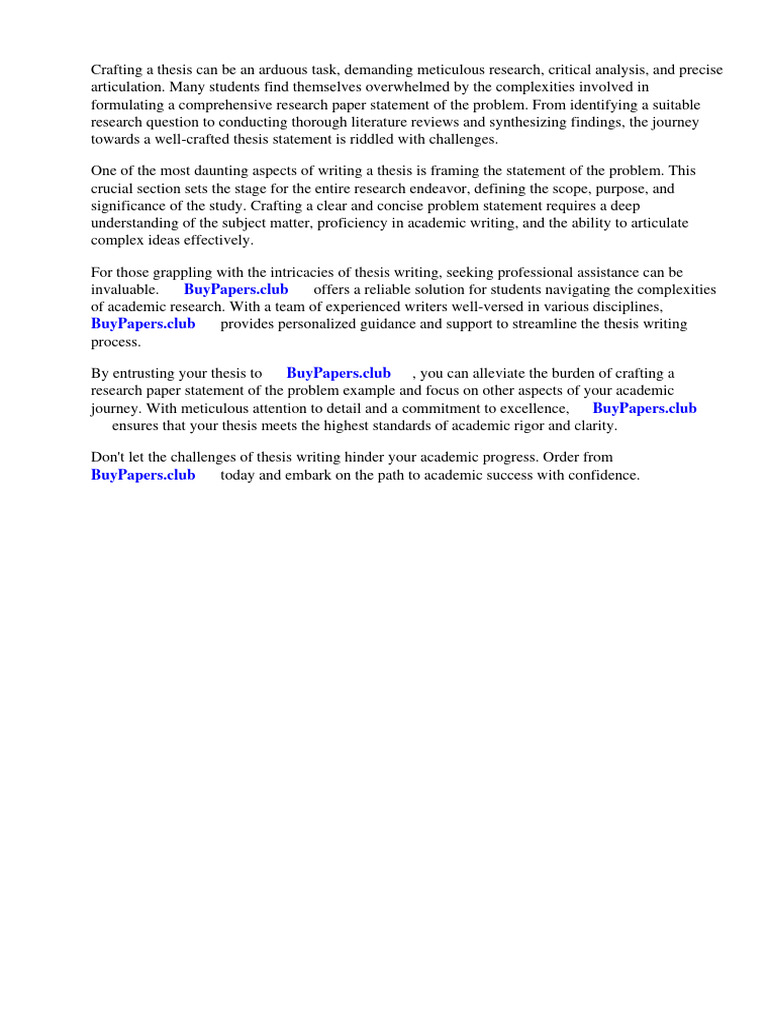 Research Paper Statement of The Problem Example | PDF | Essays | Science