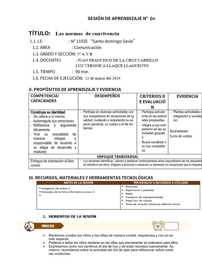 Normas de Convivencia Escolar | PDF | Sicología | Educación en artes ...
