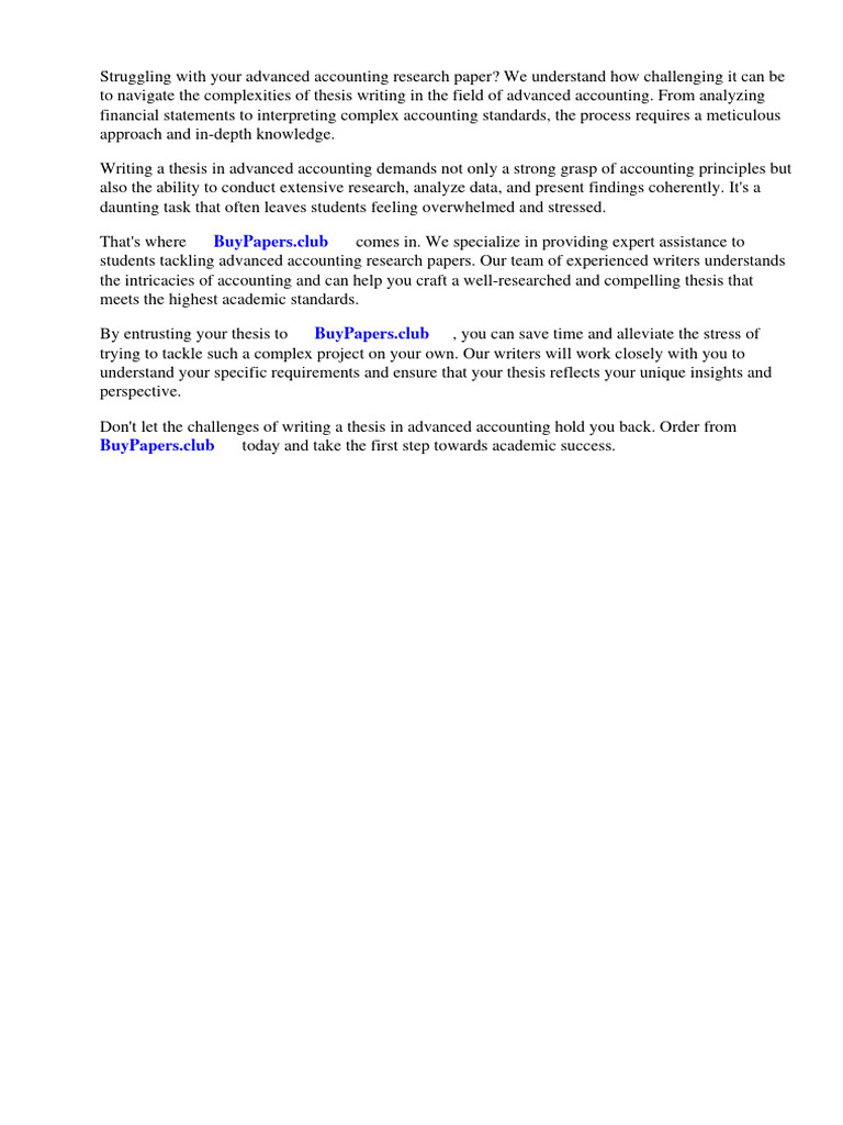Advanced Accounting Research Paper PDF