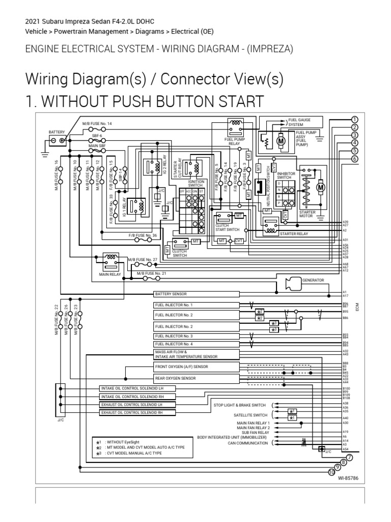 Engine Electrical System Wiring Diagram Impreza Powertrain Management | PDF