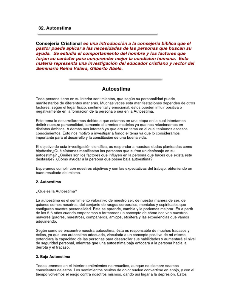 Impacto de la Autoestima en la Vida Personal | PDF | Autoestima ...