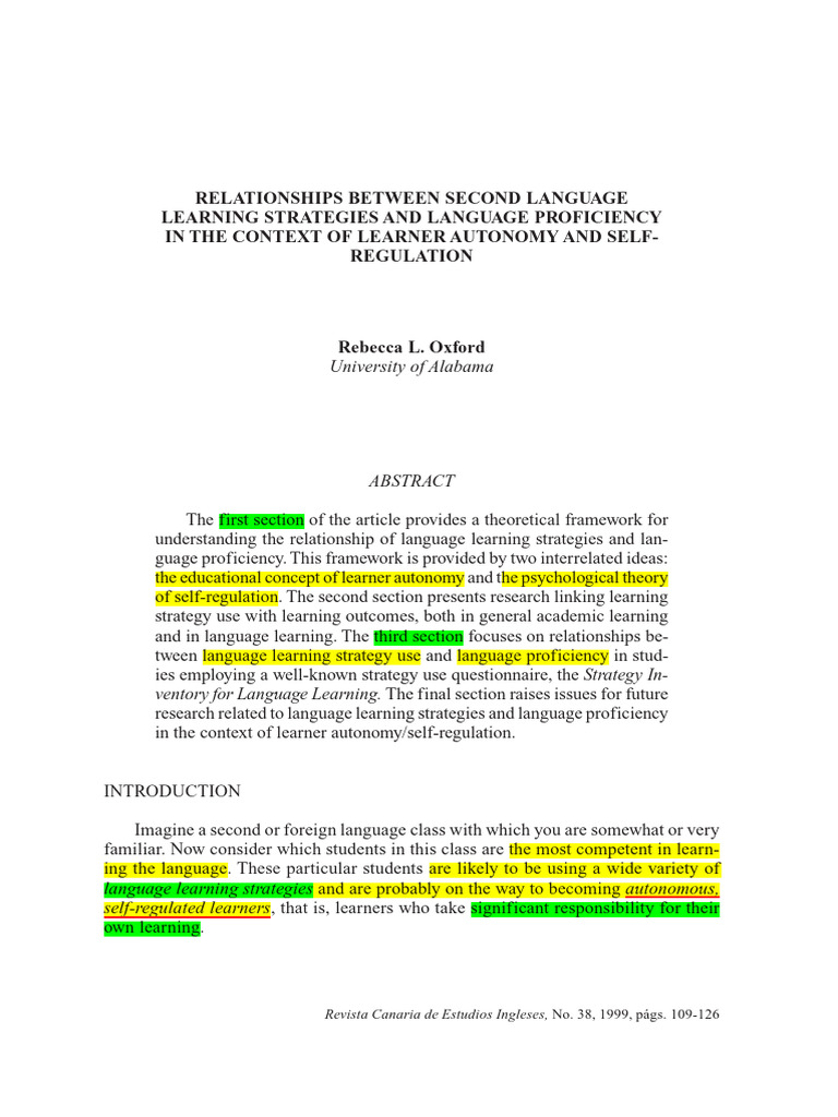 Language Strategies and Proficiency Insights | PDF | Learning | English ...