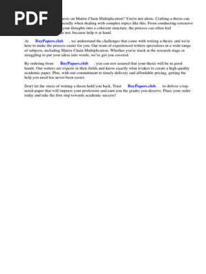 Research Paper on Matrix Chain Multiplication