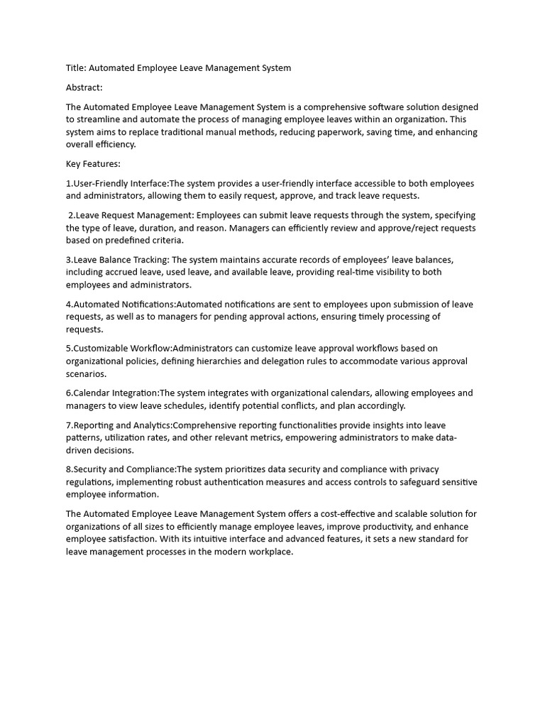 Employee Leave Management System Pdf