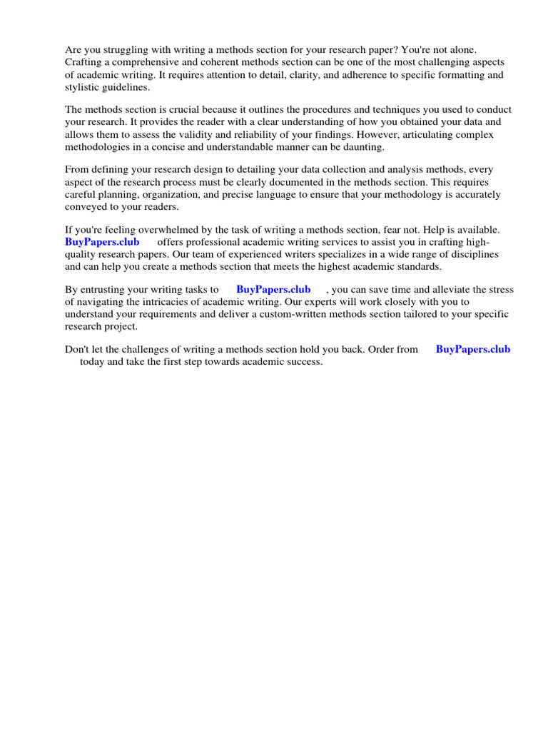 How to write a methods section for a research paper download free pdf