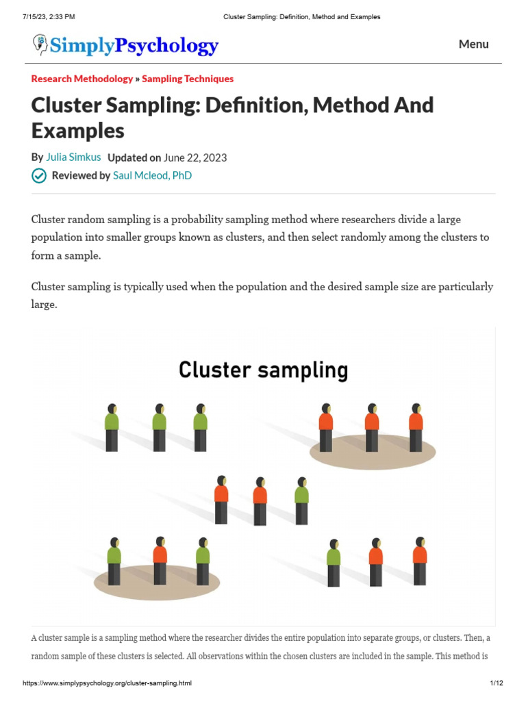 Cluster Sampling_ Definition, Method and Examples | PDF | Sampling ...