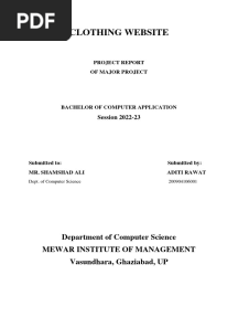 Major Project Report Bca Final