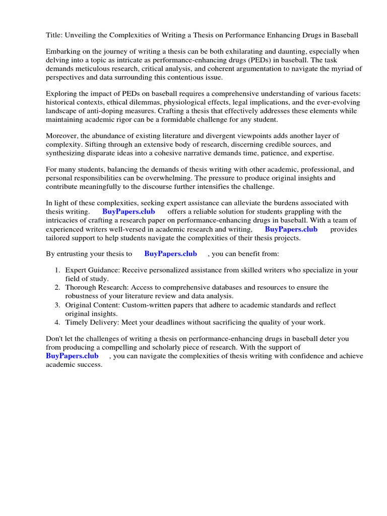 Performance Enhancing Drugs in Baseball Research Paper PDF Doping
