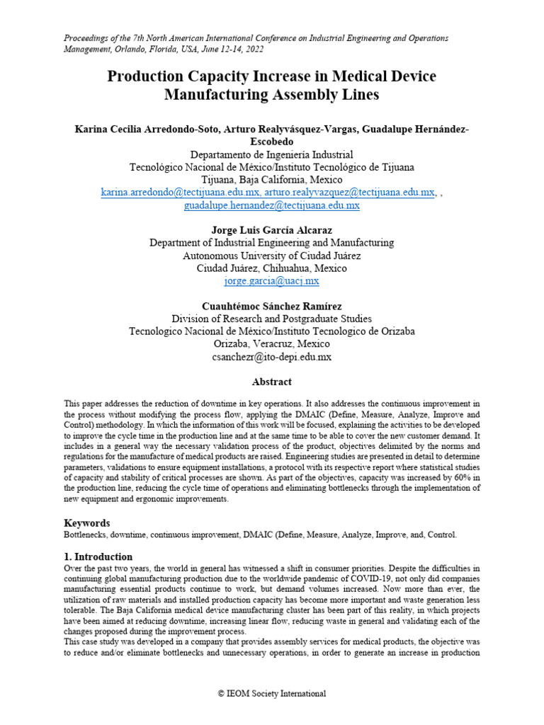 Capacity Boost in Medical Device Production | PDF | Six Sigma ...