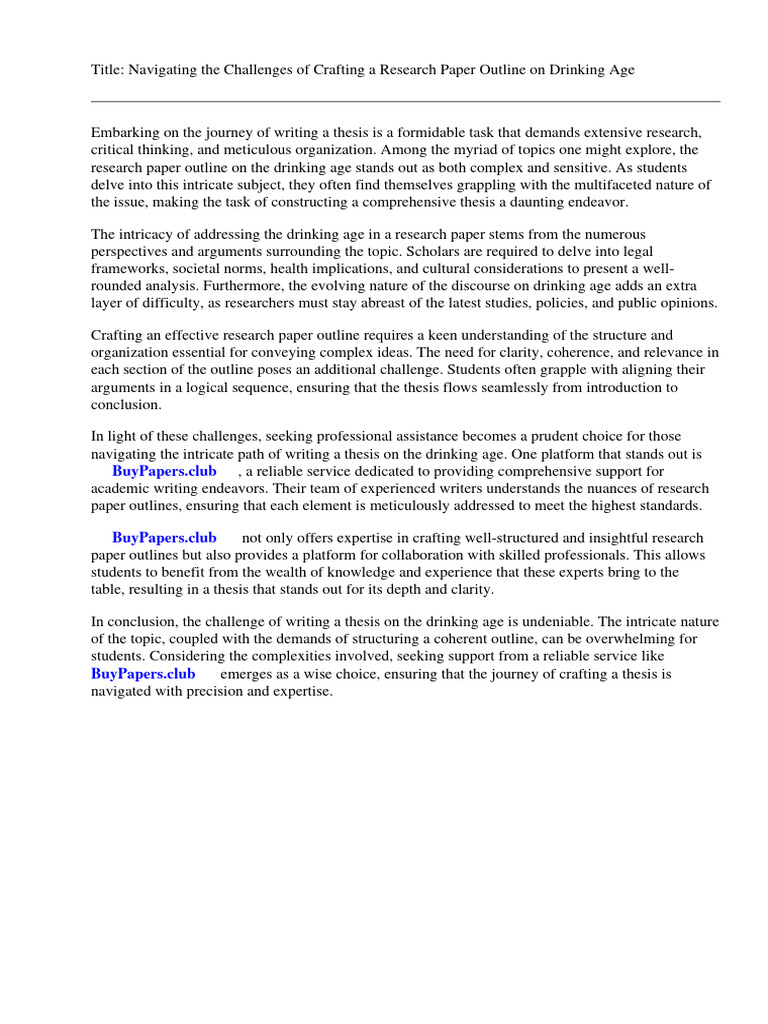 Research paper outline drinking age pdf adolescence drink