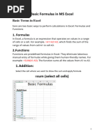 Formulas On MS Excel