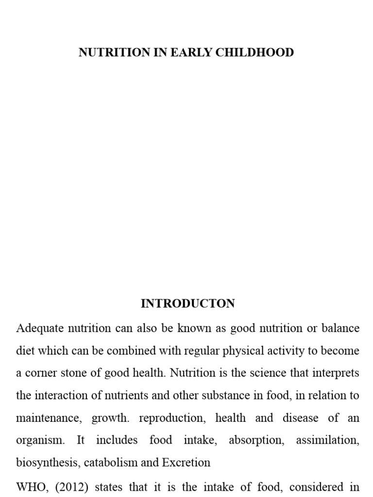 Nutrition in Early Childhood | PDF