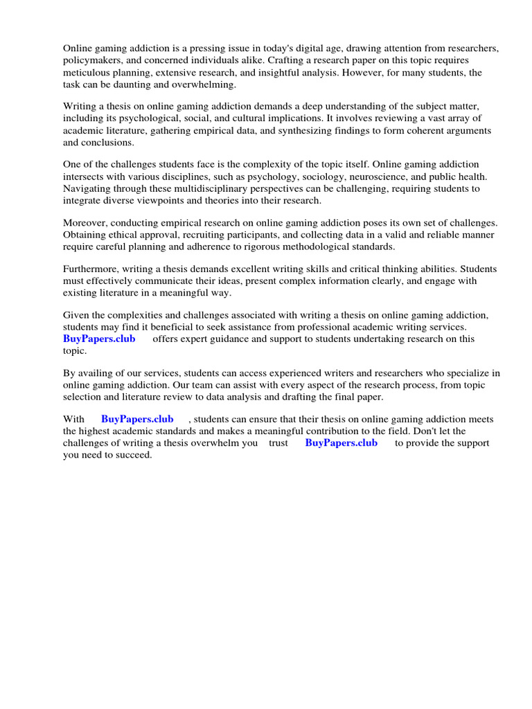 Online Gaming Addiction Research Paper | Download Free PDF | Video