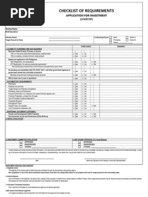Checklist of Requirements for Startups