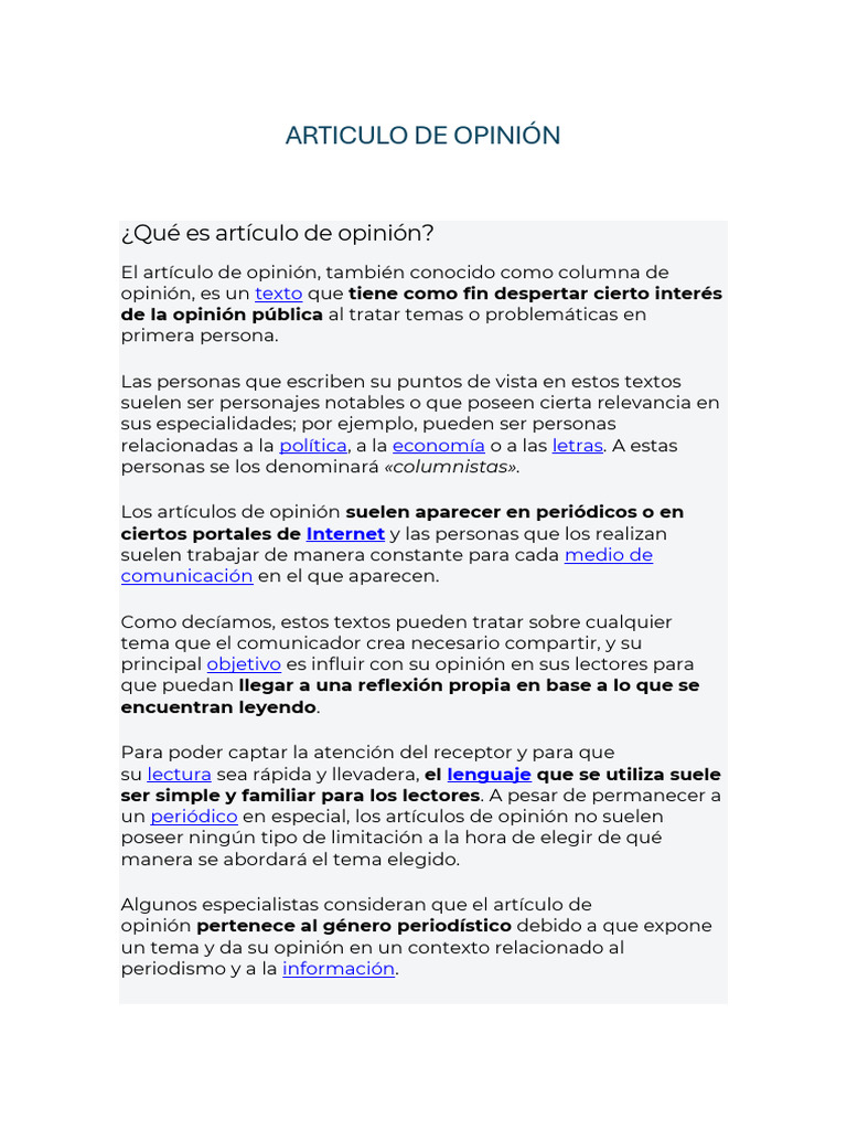 Guía para Escribir Artículos de Opinión | PDF | Comunicación humana