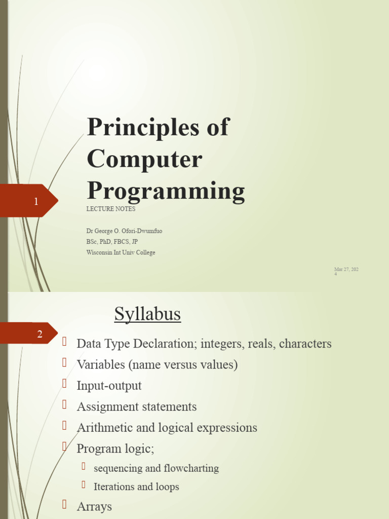 Principles of Comp Programming - 3 Reduced Ex | PDF