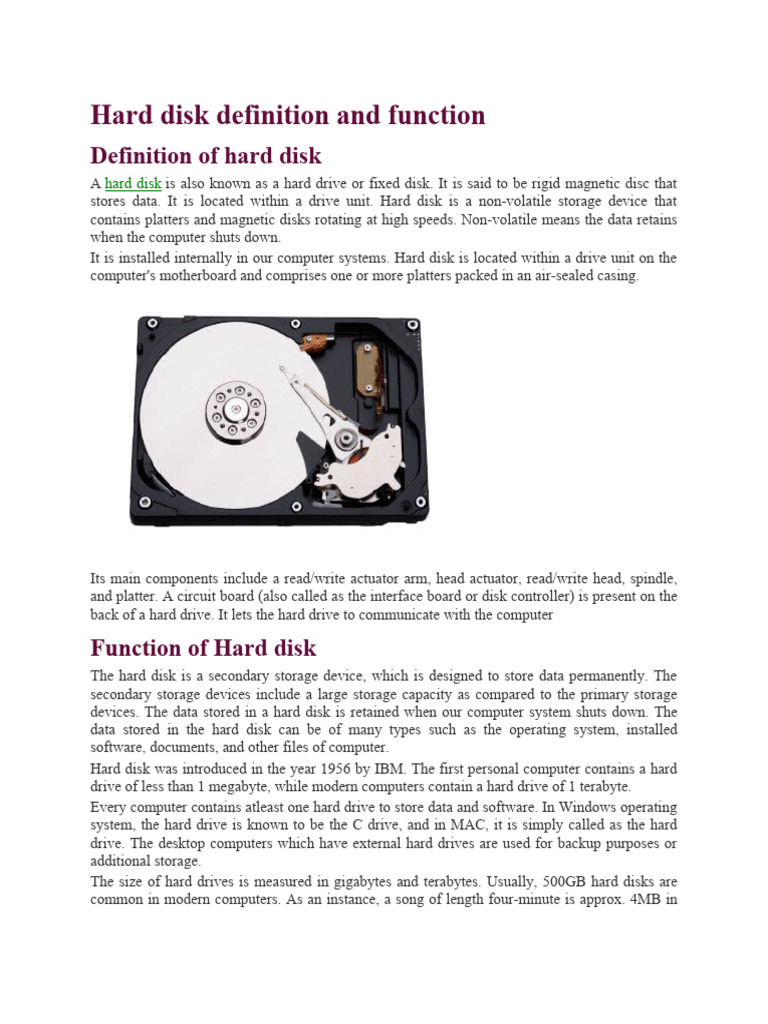 Hard Disk Drive: Definition & Functions | PDF | Games & Activities
