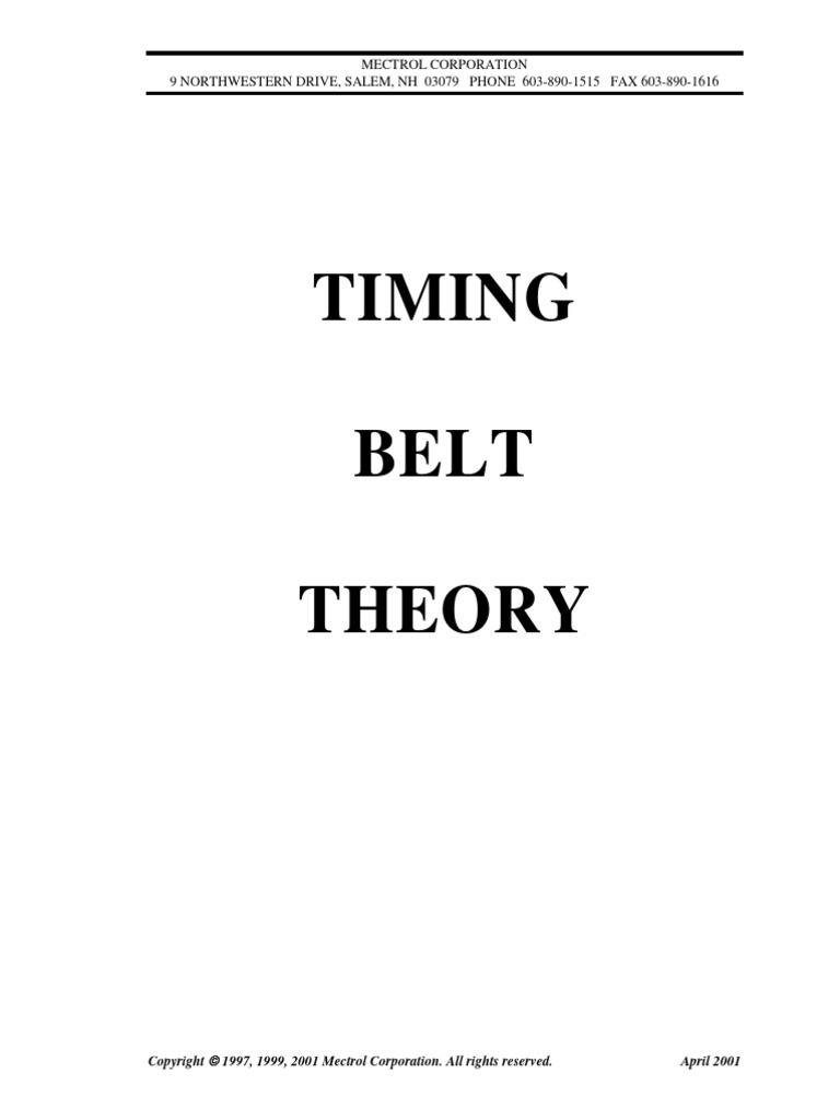 Timing Belt Theory PDF Belt (Mechanical) Friction
