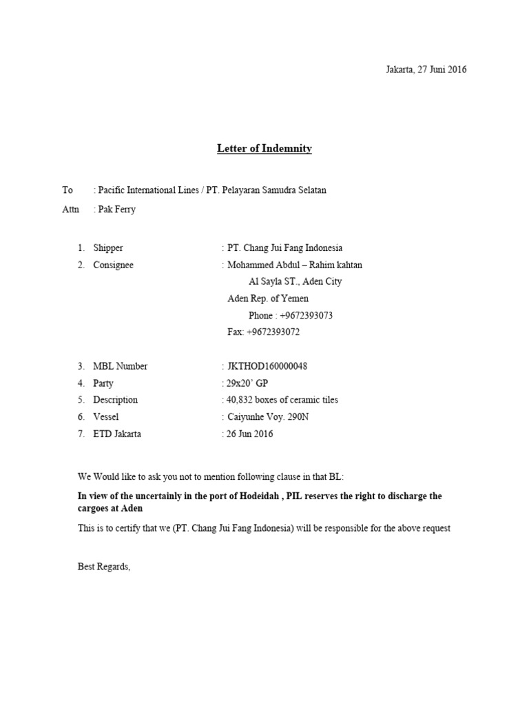 CONTOH LOI | PDF