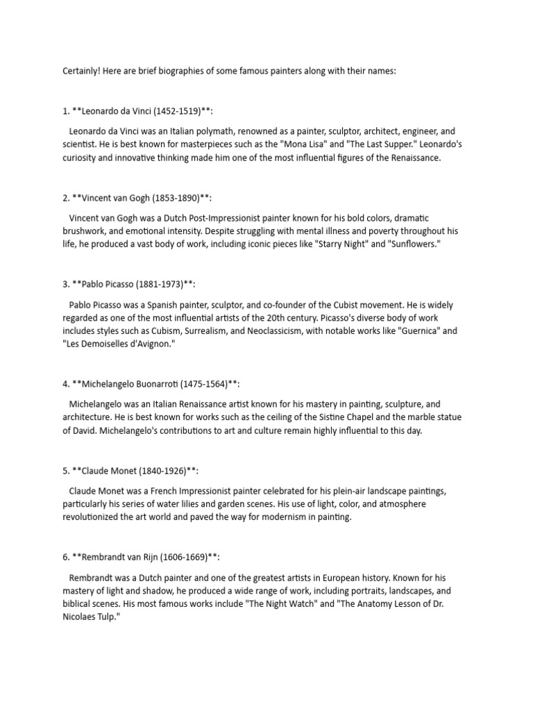 Famous Painters 1990