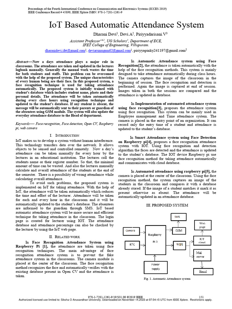9 IoT Based Automatic Attendance System | PDF | Internet Of Things ...