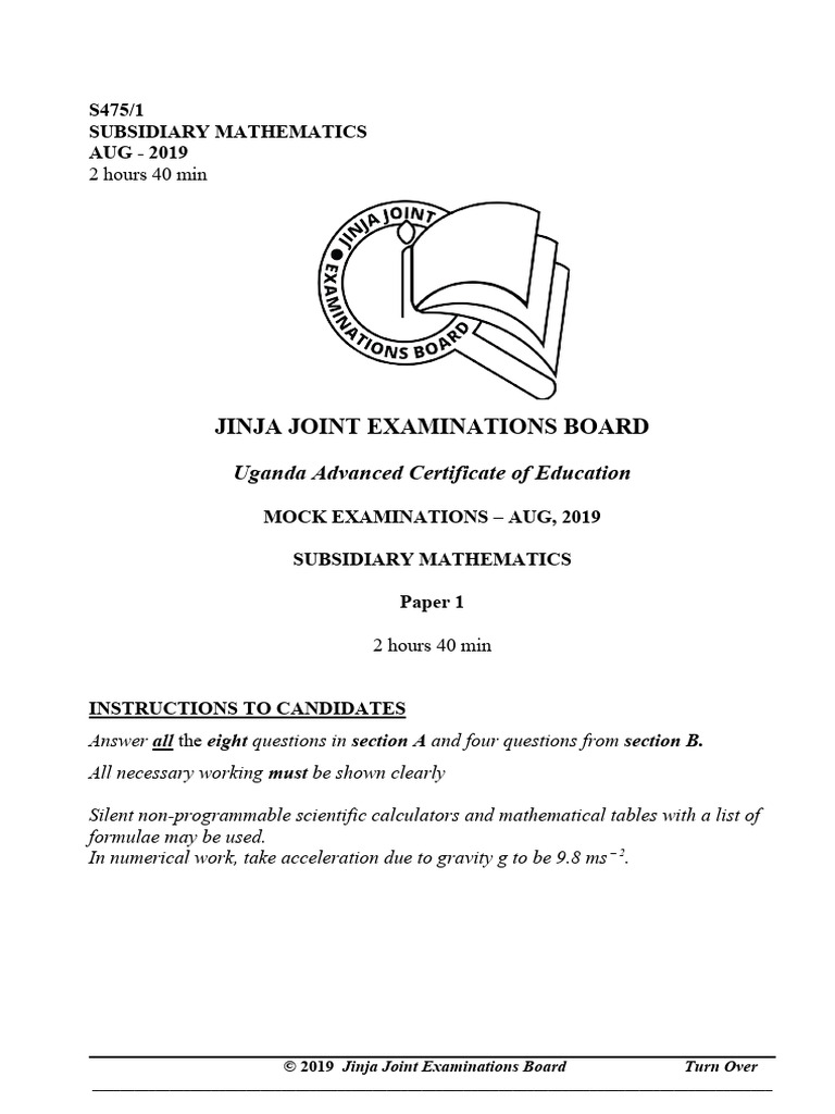 A.JJEB - Sub.Maths P.1. 2019 | PDF | Cakes | Expected Value