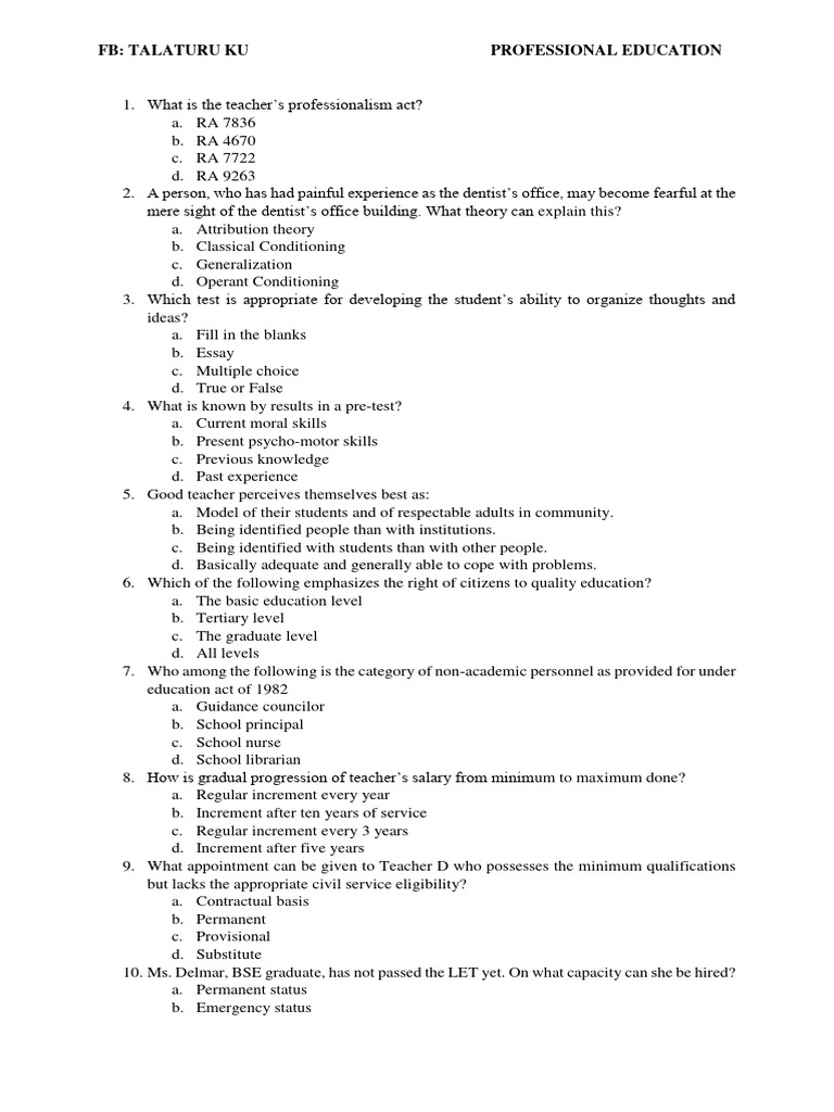 Let Review - Professional Education | PDF