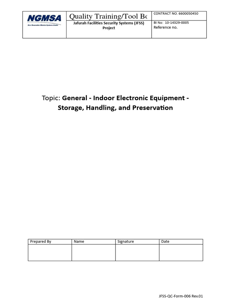 Quality Tool Box Form Download Free PDF Electronics Safety