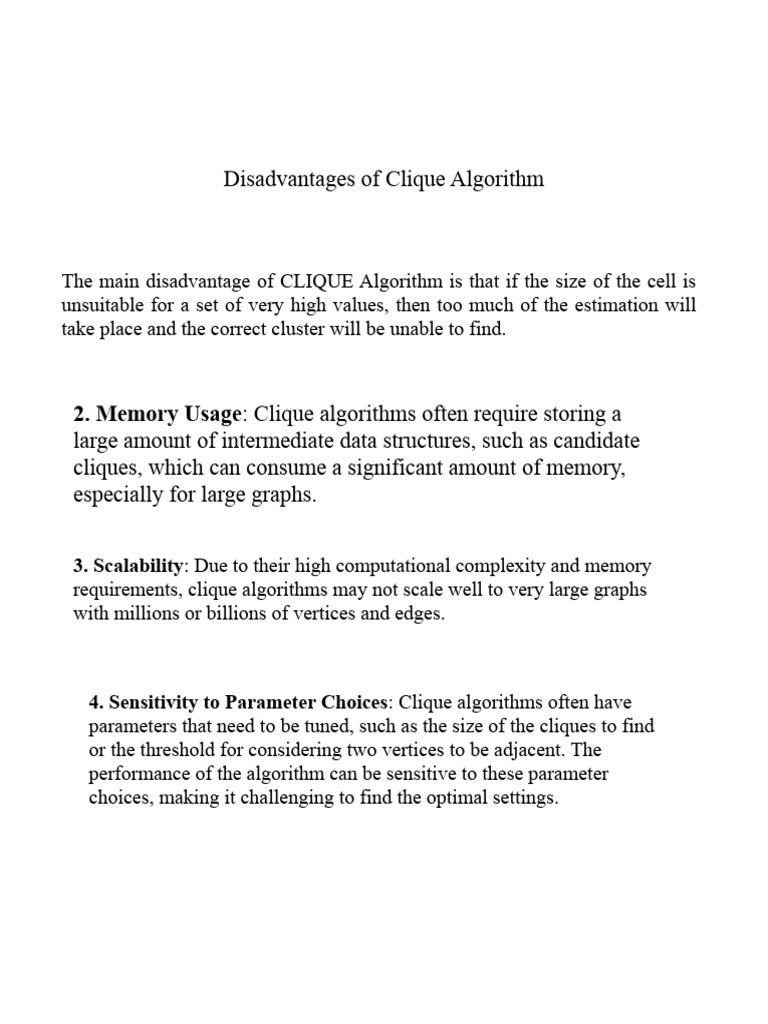 Disadvantages of Clique Algorithm | PDF | Computers