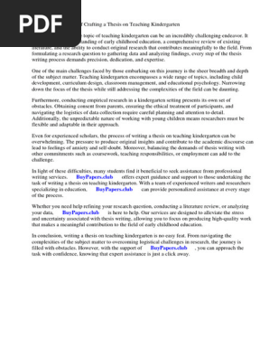 Research Paper on Teaching Kindergarten